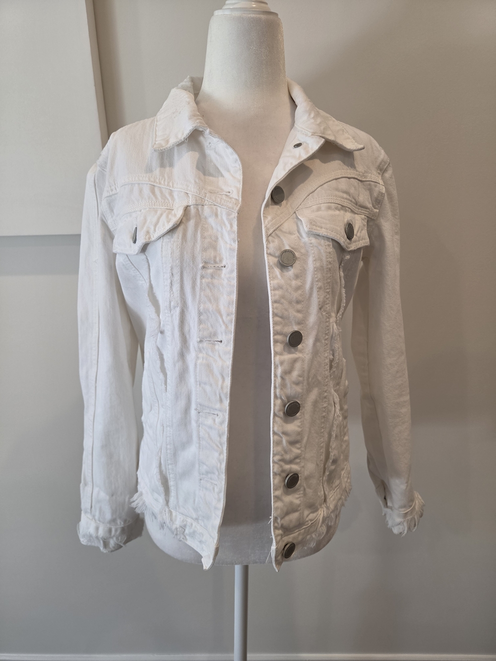 BlankNYC White Women's Denim Jacket - Classic Button-Front